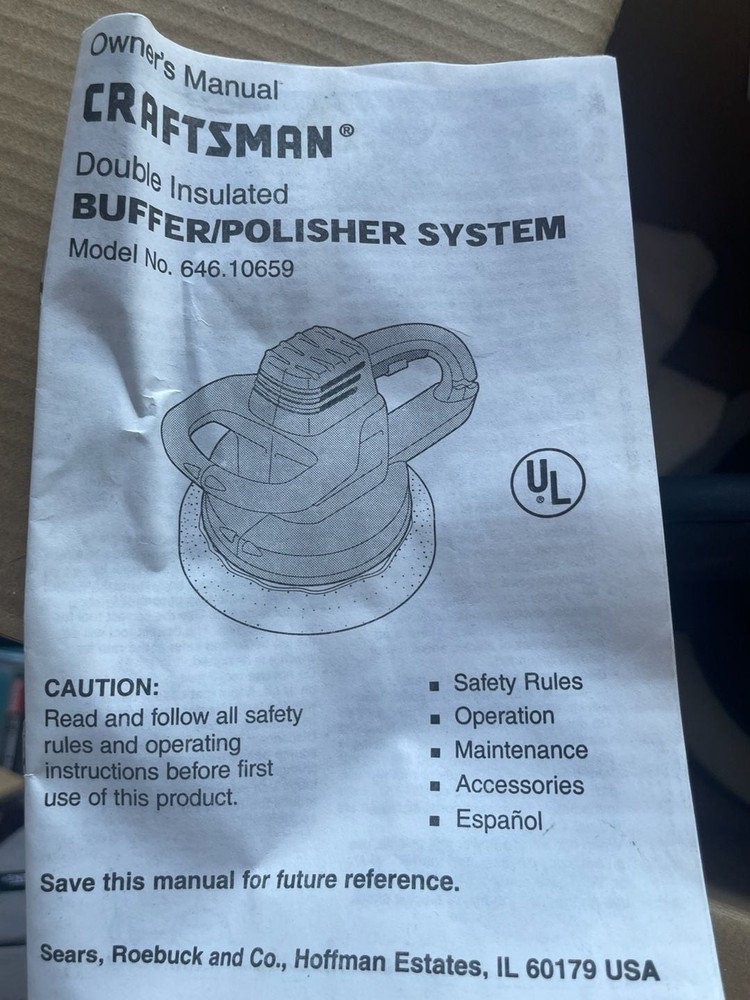 Craftsman 9-in. Random Orbit Buffer/Polisher System Model 646.10659 with Manual