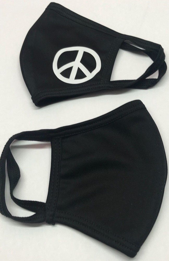 Face mask DRI-FIT 100% polyester, black color, peace customized, double layer