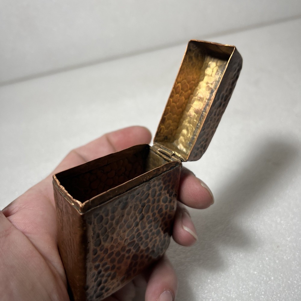 ANTIQUE AESTHETIC GORHAM HAMMERED COPPER CIGARETTE CASE BOX HINGED LID