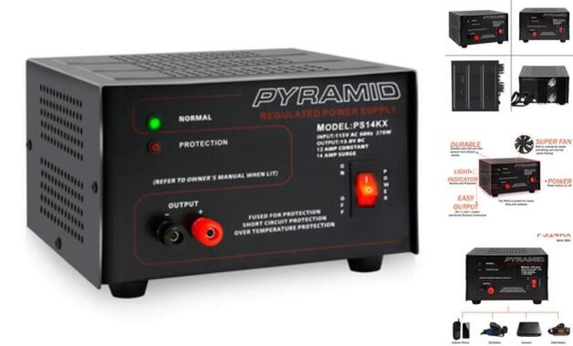 Universal Compact Bench Power Supply- 12 Amp Linear Regulated Home Lab Black