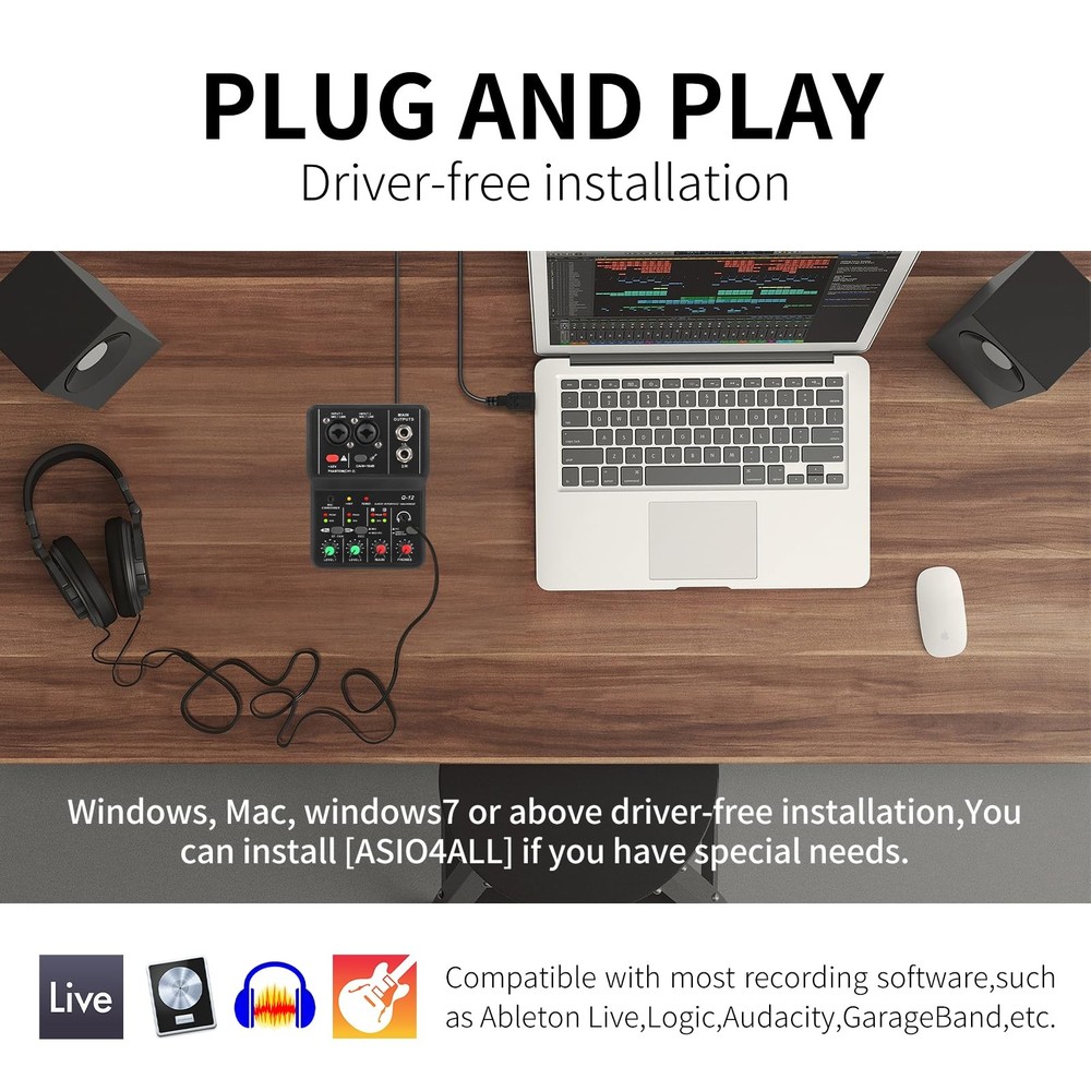 USB Audio Interface for PC,Interface for Recording Music Computer Recording A...
