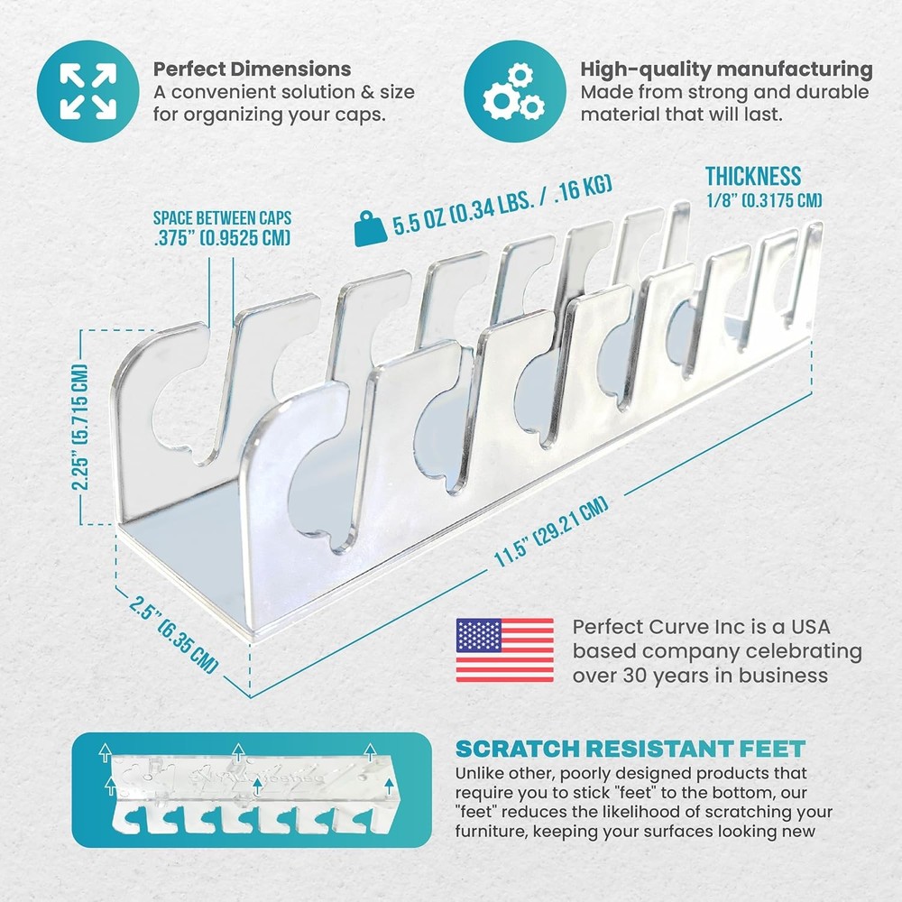 Cap Rack Stand 2-Pack - Black, Wall & Tabletop Hat Organizer, Easy Assembly, ...