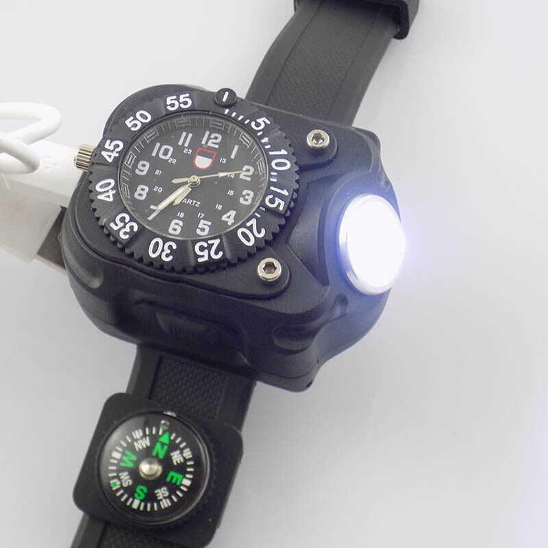 Tactical LED flashlight watch Rechargeable Wrist Watch Flashlight Light Torch