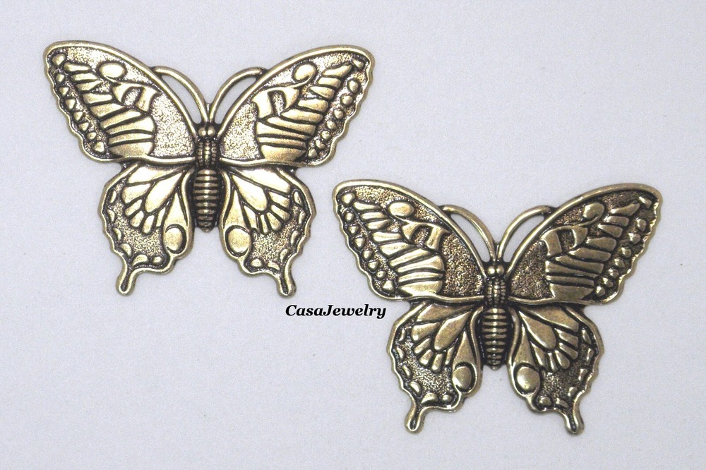 #3446 ANTIQUED GOLD VINTAGE MONARCH BUTTERFLY COMPONENT - 1 Pc