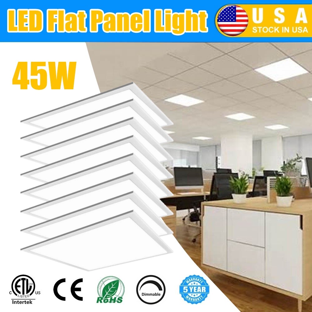 8Pack LED Flat Panel Light 2x2Ft Drop Ceiling Recessed Troffer Fixture 45W 5000K