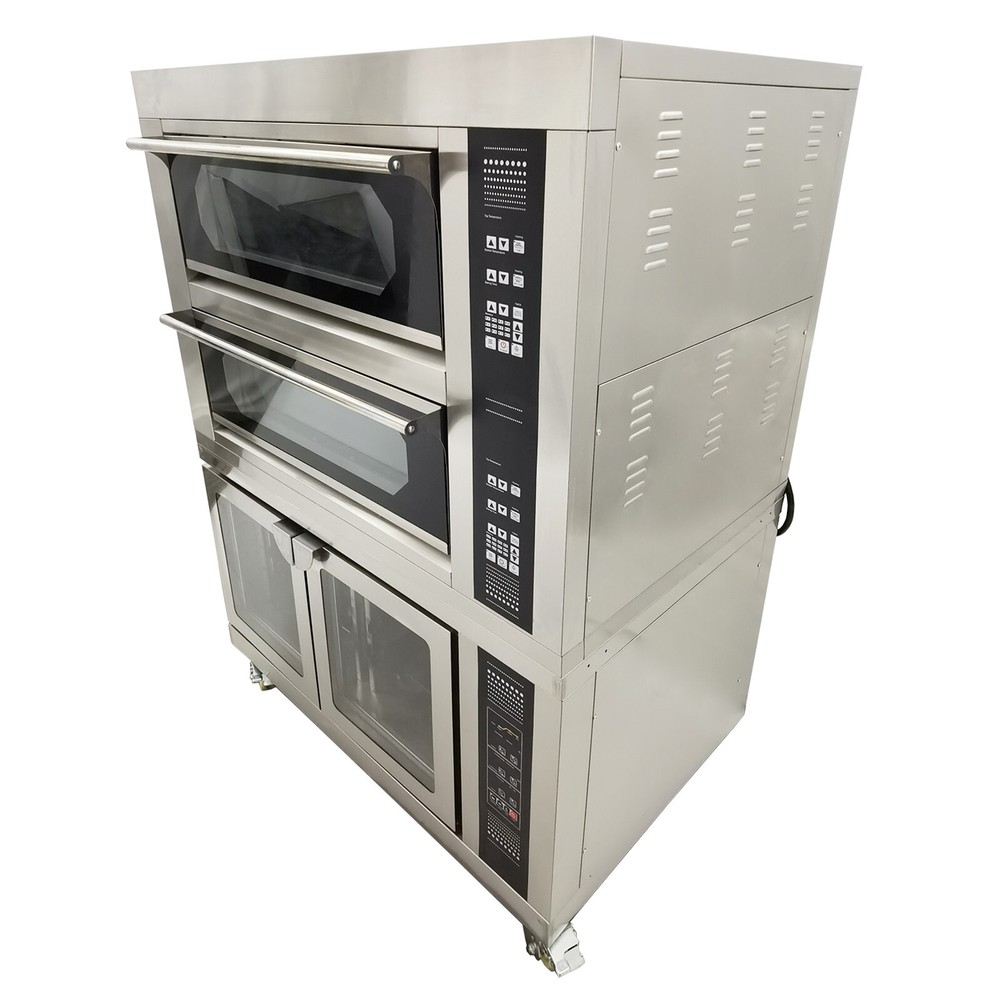 220V Electric Triple Pizza Oven 4 Baking Sheets With Dough Fermentation Machine