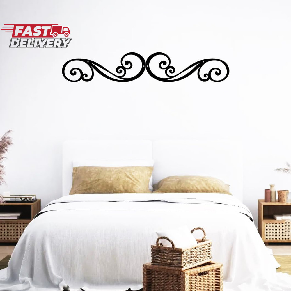 Metal Scroll Wall Art Decor Rustic Iron Wall Scroll Decorations Pair Scroll for