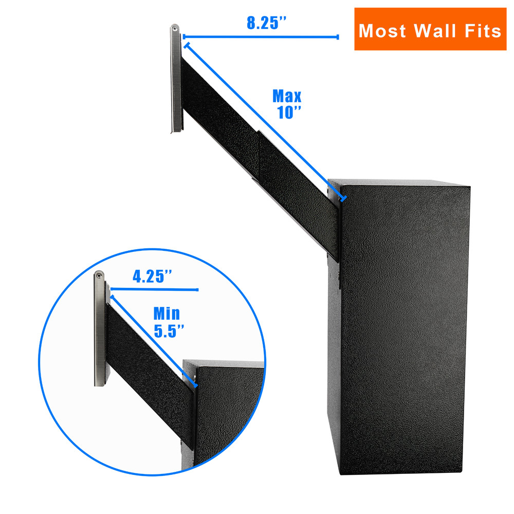 Rainproof Through the Wall Locking Mailbox with 10-Inch Adjustable Chute