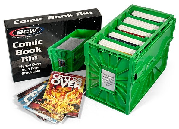 2 BCW Green Short Comic Book Bin -Heavy Duty Acid Free Plastic Stackable Box