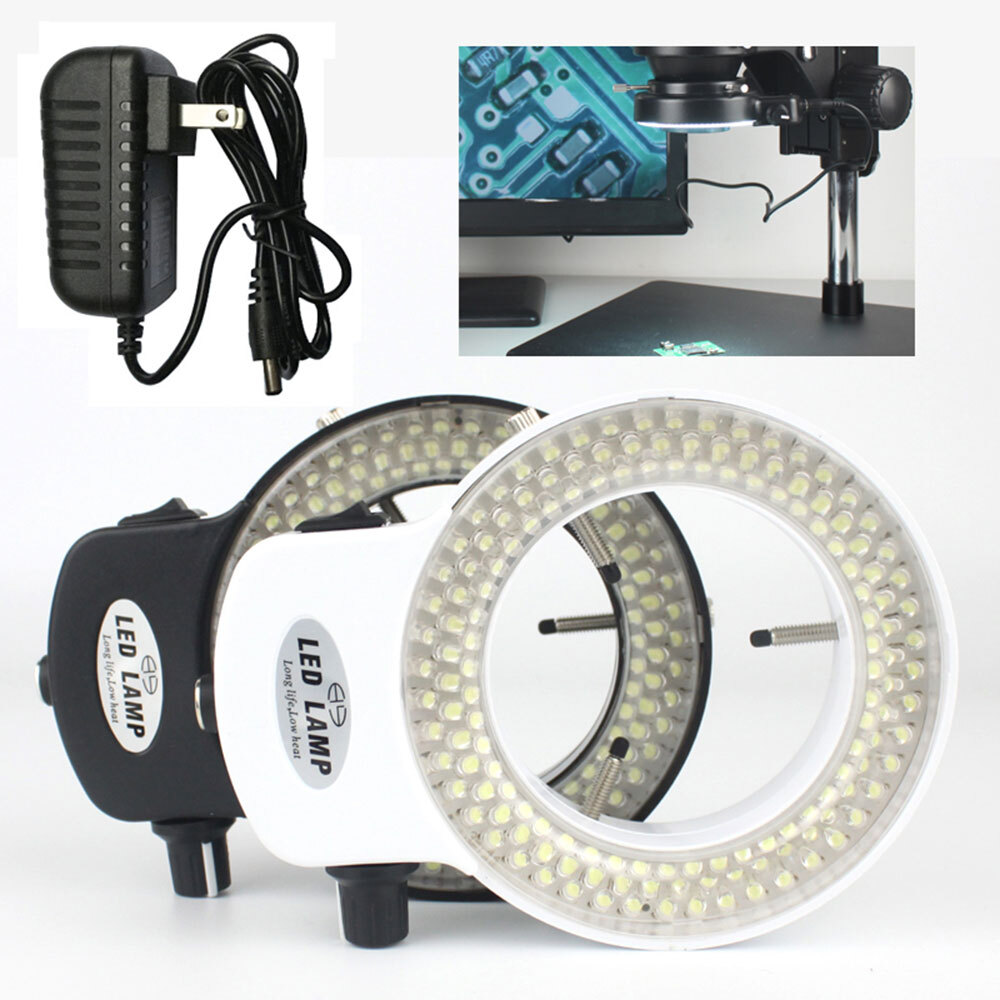 USA 144 LED Bulbs Microscope Ring Light Illuminator Lamp Adjustable US Plug