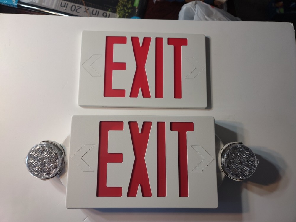 Emergency Exit LED Sign Light Double / Single Face w/Battery Backup