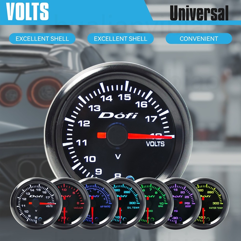 2" 52MM UNIVERSAL 7 COLOR LED POINTER 8-18V VOLT METER VOLTMETER VOLTAGE GAUGE