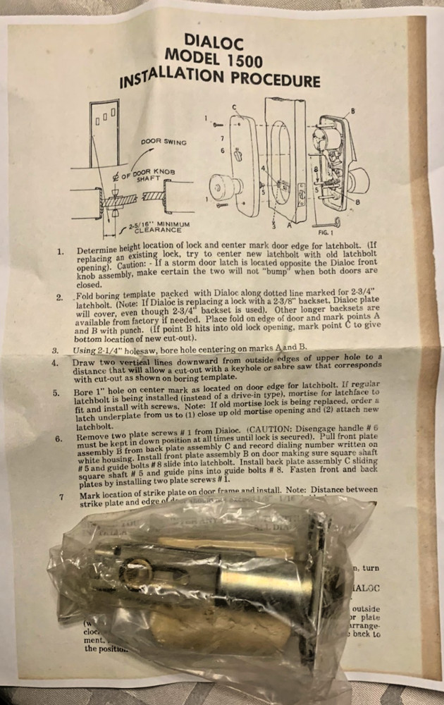 Dialoc Keyless Entry Door Lock Rotary Dial Combination Model 1500 (w/ dial code)
