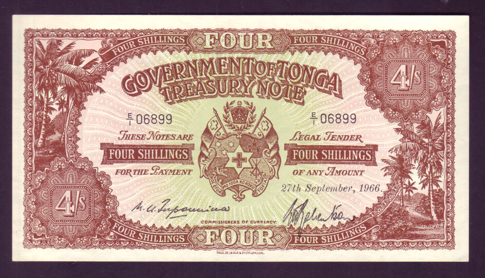 TONGA P-9a. 1966 4 Shillings.. aU-UNC