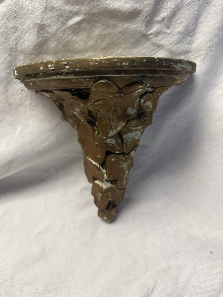 Vintage Acanthus Leaf Wall Shelf Sconce – Chalkware / Plaster Bracket Shelf,