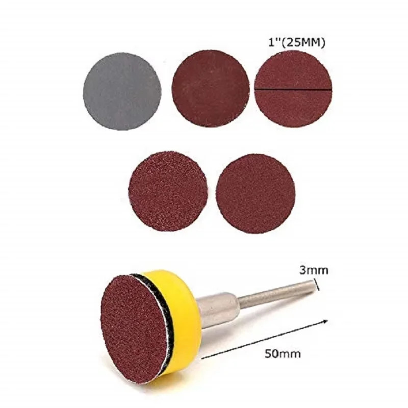100Pcs 1 Inch Sandpapers with Sander Backing Pad Set, 100-3000 Grit Sanding Disc