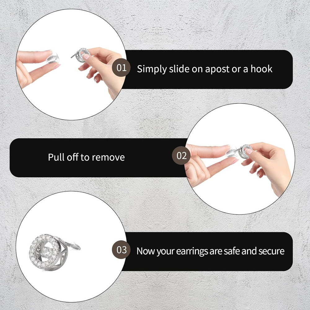 7 Styles 500PCS Earring Backs for Studs Clear Plastic Hypoallergenic Metal Rubb