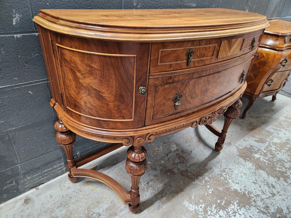 Edwardian Sideboard Buffet Mahogany Bow Front-Vintage