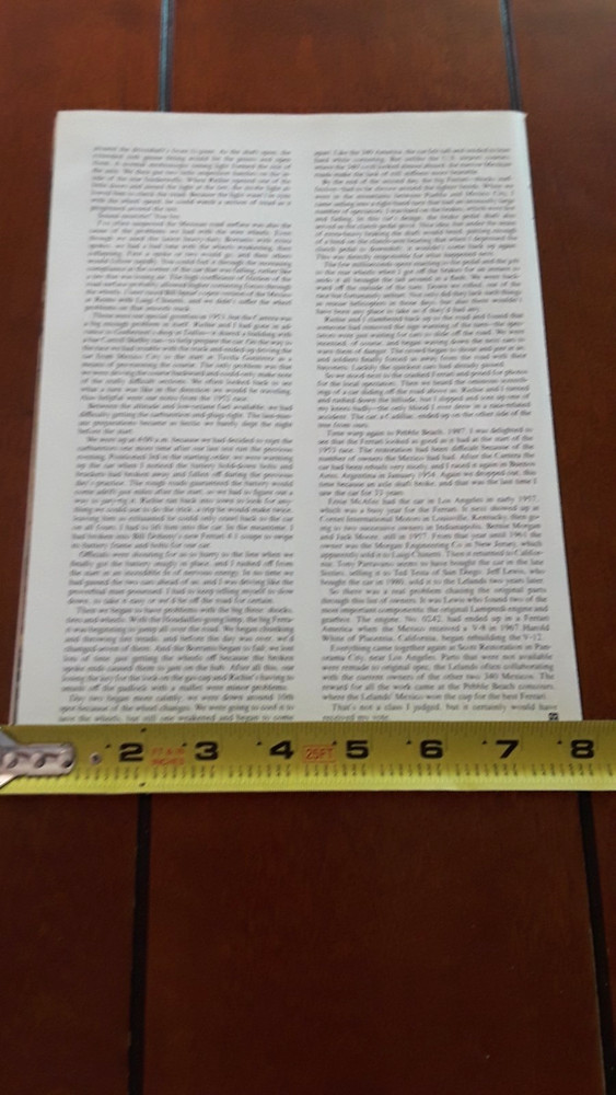 1953 FERRARI 340 MEXICO ORIGINAL 1988 ARTICLE
