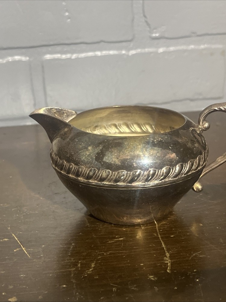 silver-plated sugar and creamer set
