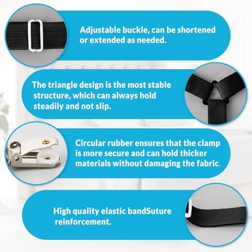 Bed Sheet Straps, 4Pcs Adjustable Bed Sheet Clips, Easy to Install 4 Pack Black
