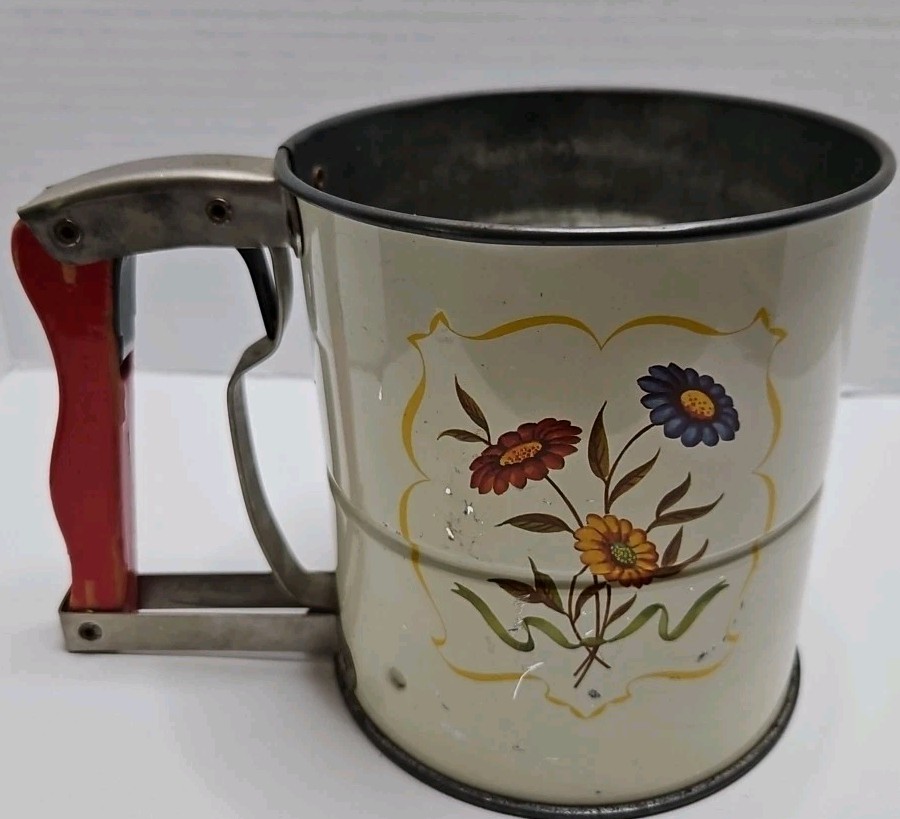 Flour Sifter 3 Screen Kitchen Tool Floral WORKS