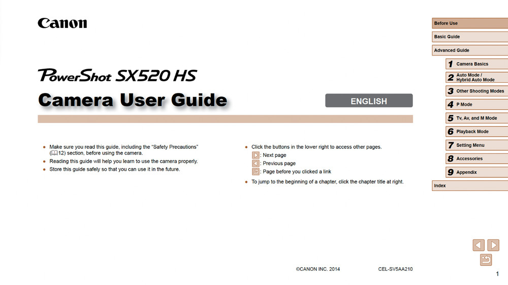 Canon POWERSHOT SX520 HS DIGITAL Camera User Guide Owner Instruction Manual