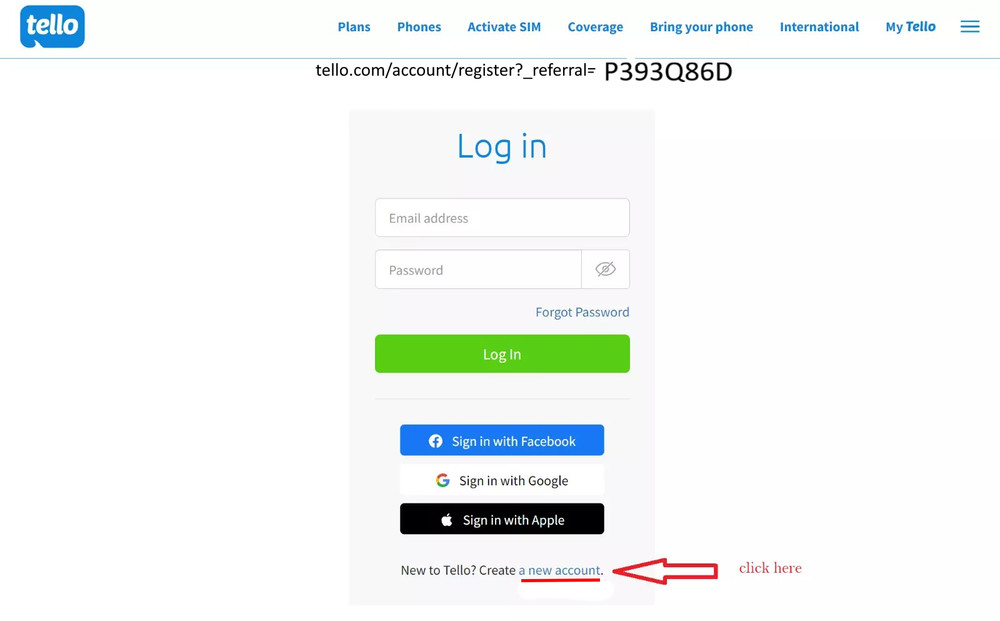 Tello new account $10 Credit code P393Q86D