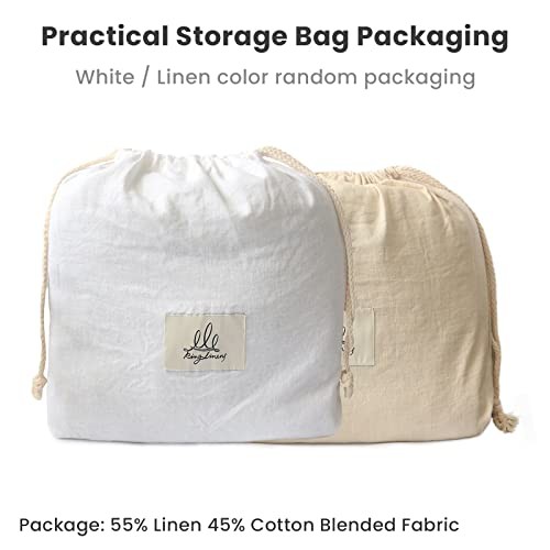 100% Linen Fitted Sheet Stone Washed Solid Color - (1 Piece) 14 inch Deep