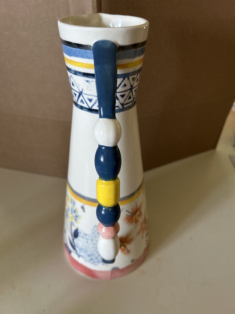 ECLECTIC 12.25" Boho Pitcher by ANTHROPOLOGIE w/Beaded Handle
