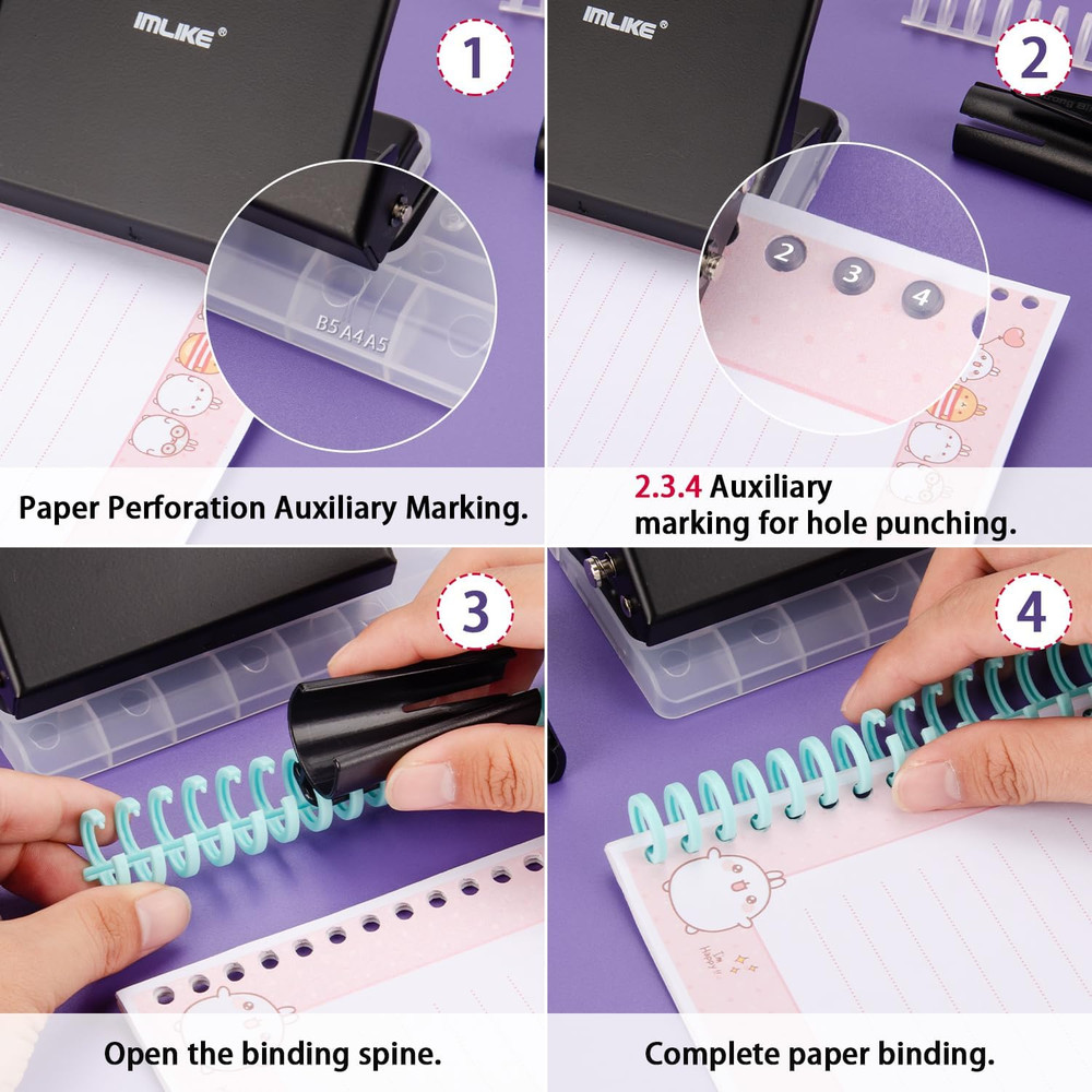 10-Hole Binding Machine for Planners - Metal Manual Binding System with 10 Multi