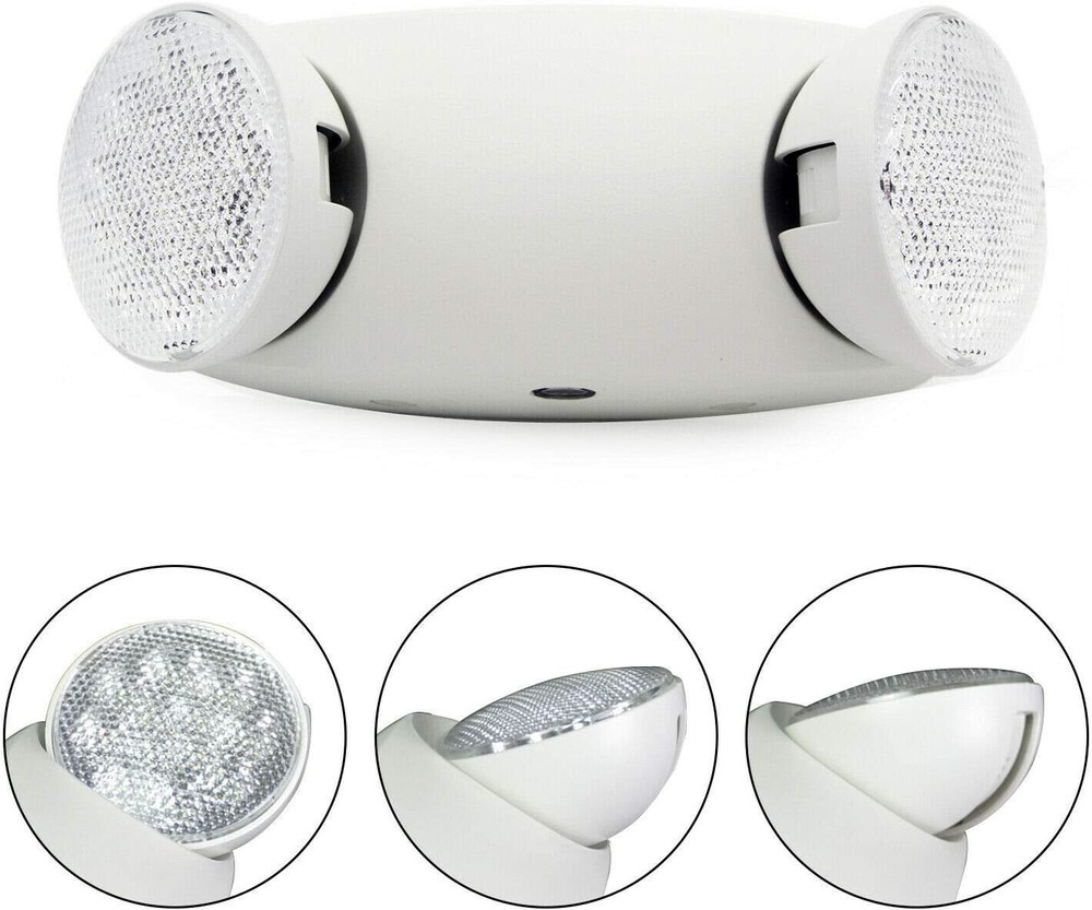 6 pack LED Emergency Light White, Exit Sign Light Adjustable Dual Head Battery