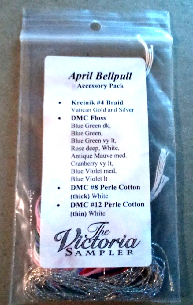 The Victoria Sampler April Bell pull Accessory Thread Pack
