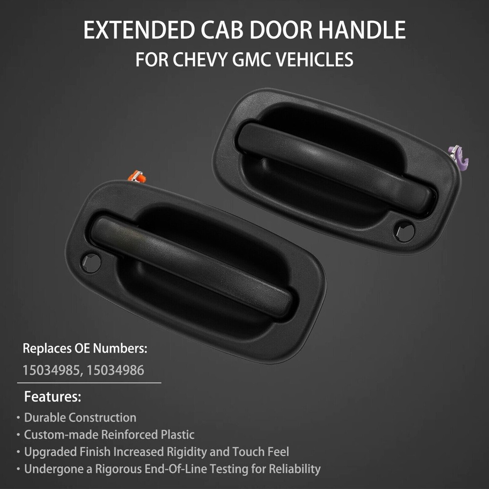Pair Door Handle Outside Exterior Black Front Driver Left & Right for Chevy GMC