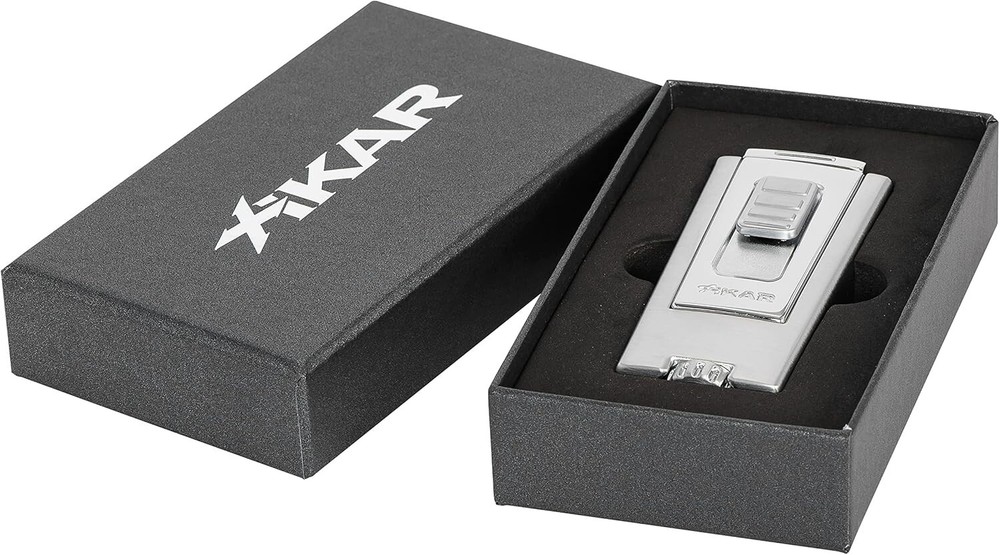 Xikar Trezo Lighter, Inline Triple Jet Flame, Chrome/Silver