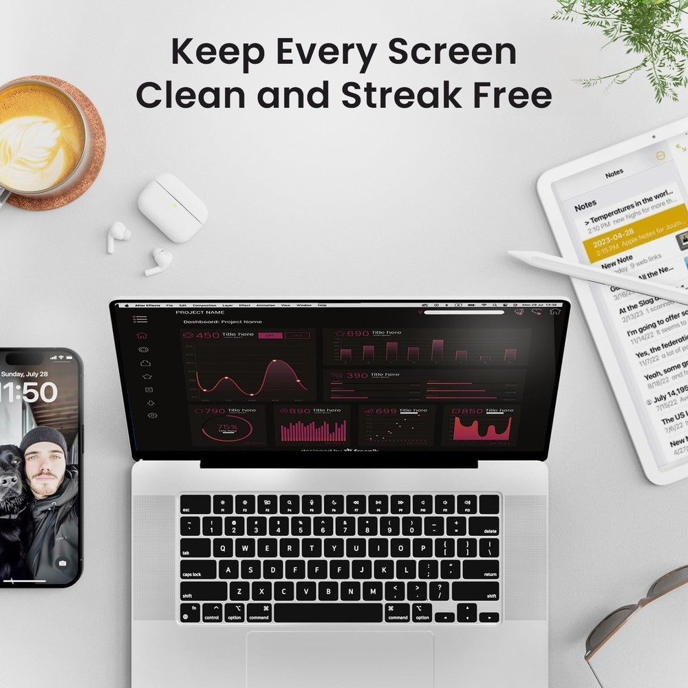Plush Microfiber Cloth + TV Screen Cleaner Spray