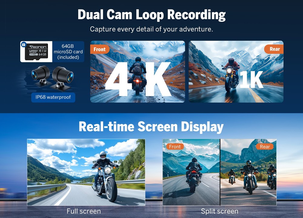P6 7" Touch Screen Motorcycles Navigator Wireless CarPlay Waterproof with Camera