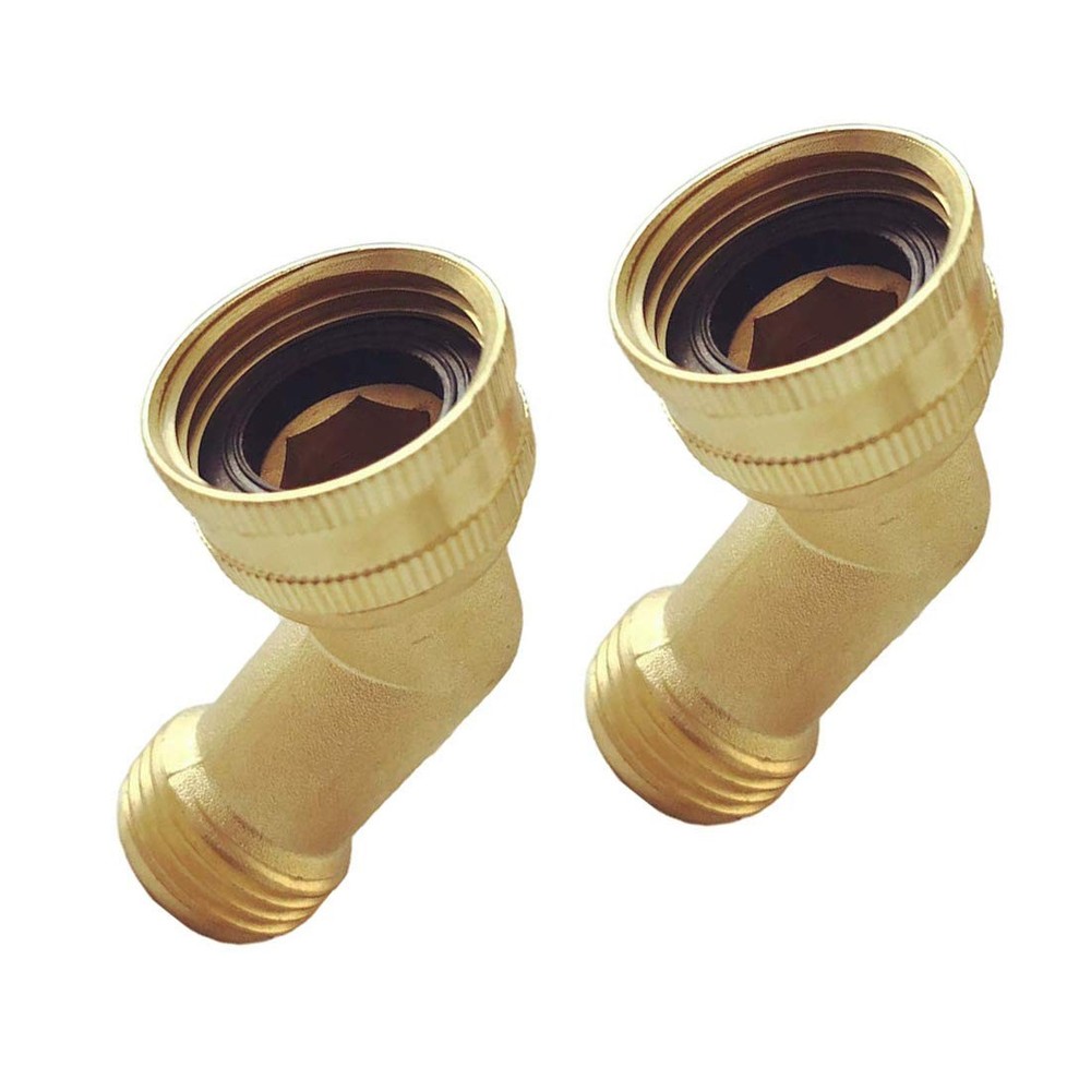Hanobo 2-Pack Brass Garden Hose Elbow Connector 45 Degree 3 Pack,