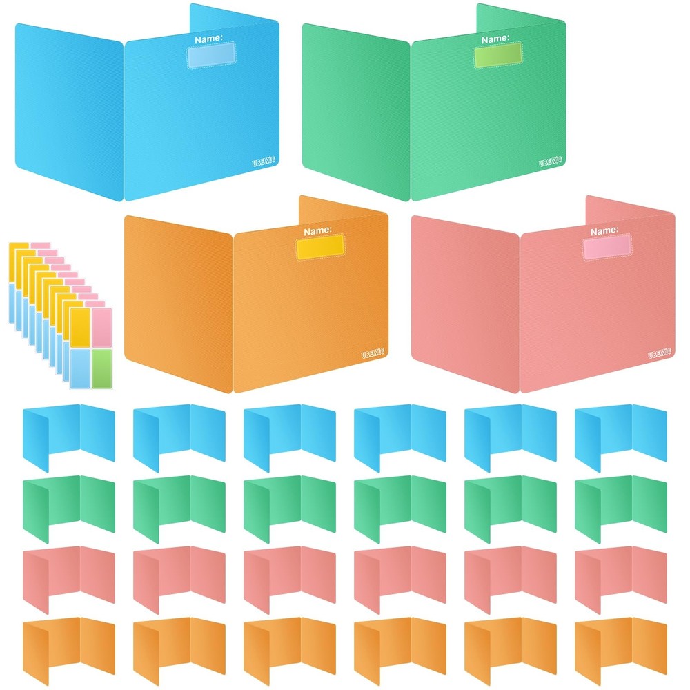 Colorful 24-Pack Desk Dividers for Students, Durable Plastic Study Carrel Div...