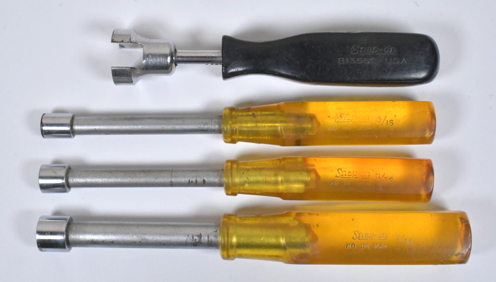 3x Snap-On Nut Drivers 7/16 5/16 11/32 + Brake Shoe Spring Tool