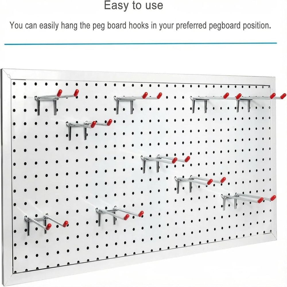 Pegboard Hooks 10-Pack Metal - Peg Board Hooks for Hanging Tools, Peg Board Orga