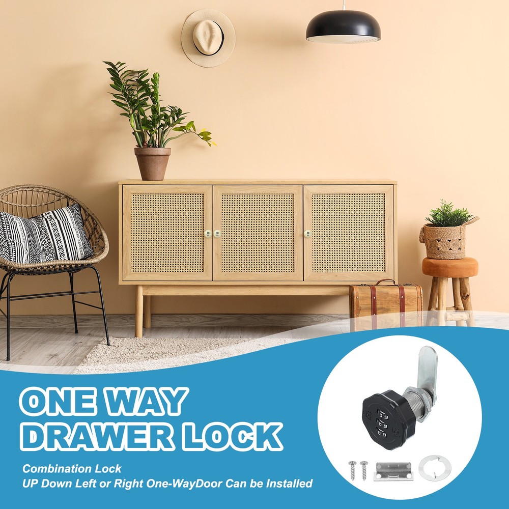 2Pcs 1" Combination Cabinet Cam Lock Cylinder Password Coded Lock Black