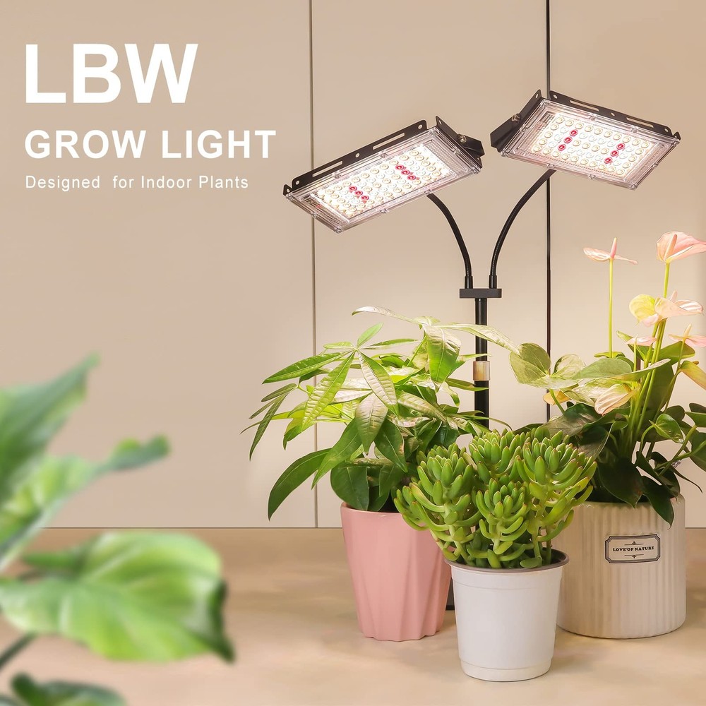 LBW Grow Light for Indoor 2-Head with Timer-Medium, Medium-Two Head Timer