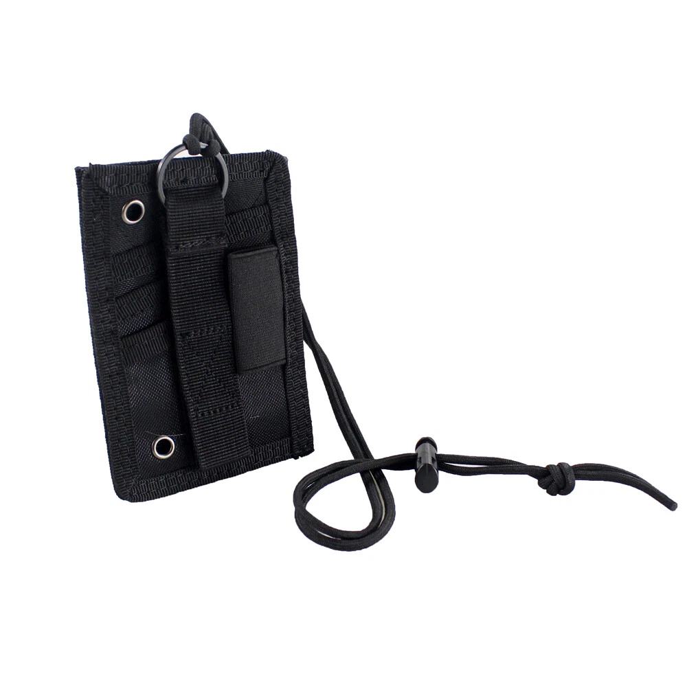2x Black Tactical ID Card Holder Hook&Loop Patch Badge Organizer Neck Lanyard