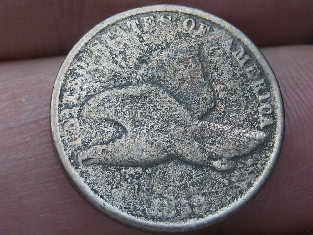 1858 Flying Eagle Penny Cent- Small Letters, Good/VG Details