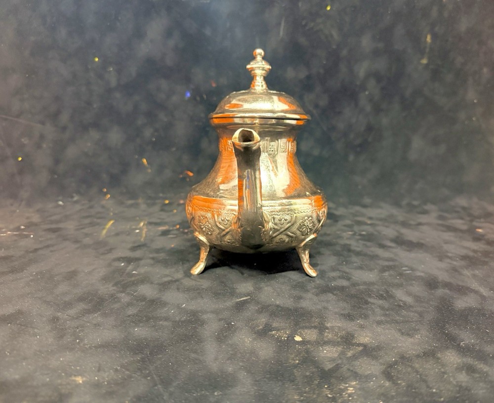 Moroccan Teapot Vintage Elegant Hand Engraved Silver Plated