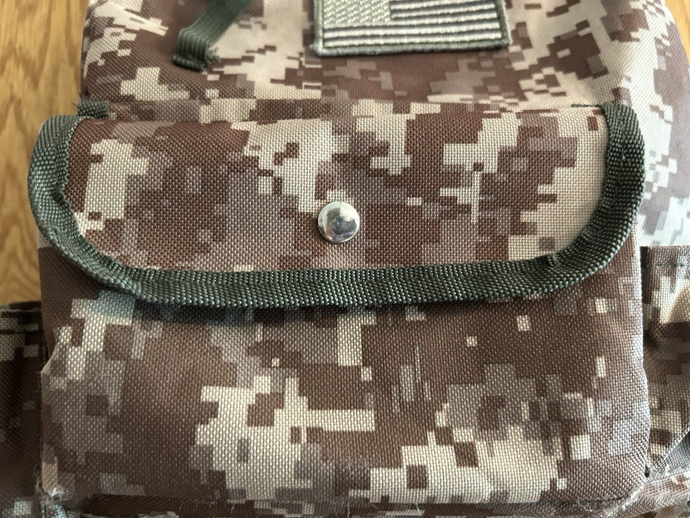 Camouflage Small Backpack With American Flag Patch