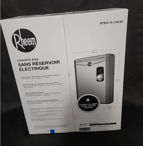 RHEEM RTEX-18 Tankless Instant Electric Water Heater 240VAC, 18Kw