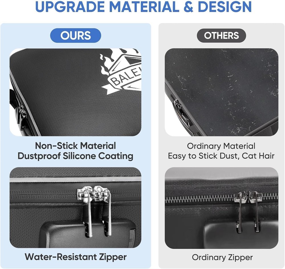 BALEINE Fireproof Document Box with Lock, Portable Fireproof Document Bag Waterp