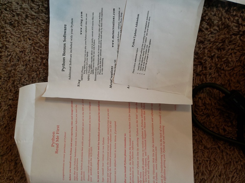 Vintage Gaming Videonics Python Video Capture Card w/ Free Software Complete